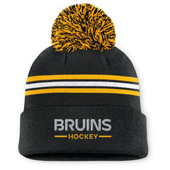 Boston Bruins Fanatics Women's Authentic Pro Rink Cuffed Knit Hat with Pom - Black - NHL 202499225