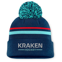 Seattle Kraken Fanatics Women's Authentic Pro Rink Cuffed Knit Hat with Pom - Deep Sea Blue - NHL 202499231