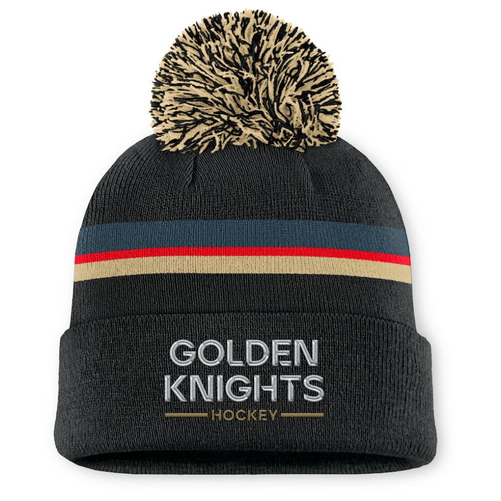 Vegas Golden Knights Fanatics Women's Authentic Pro Rink Cuffed Knit Hat with Pom - Black - NHL 202499232