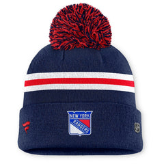 New York Rangers Fanatics Women's Authentic Pro Rink Cuffed Knit Hat with Pom - Navy - NHL 202499233