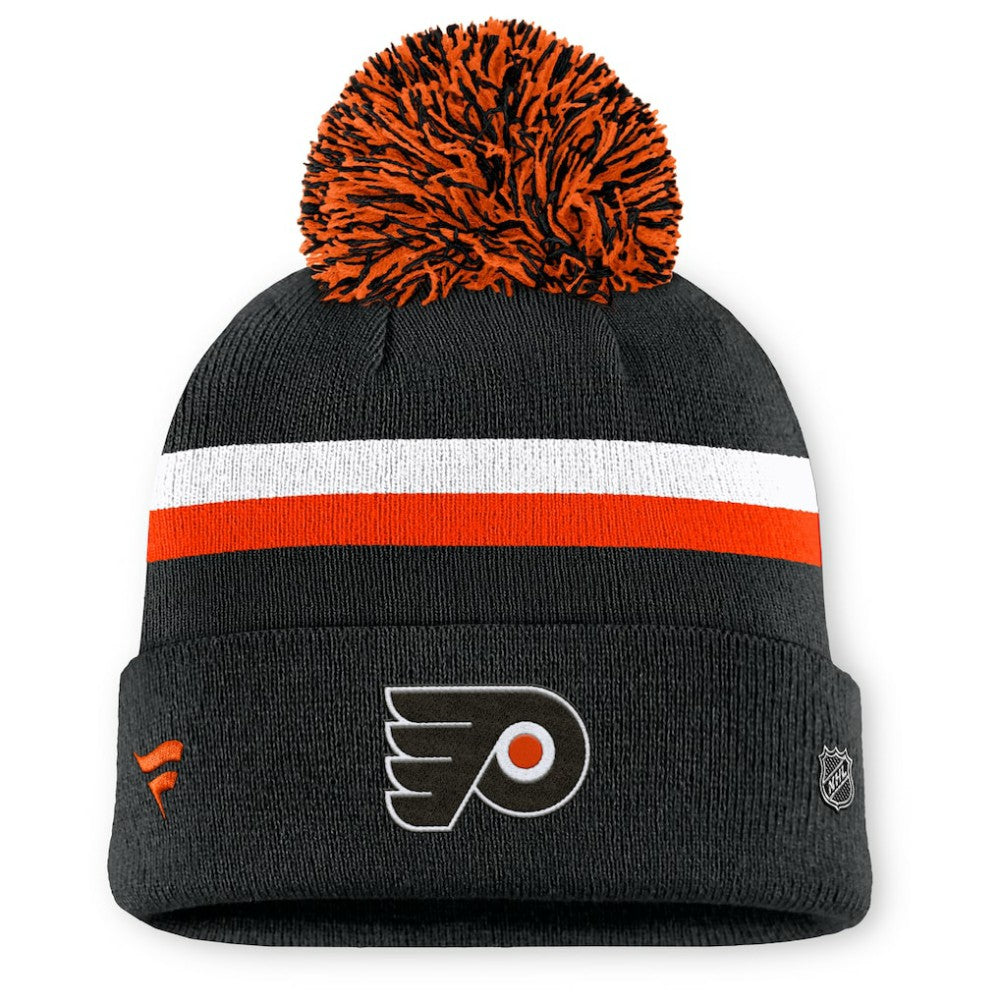 Philadelphia Flyers Fanatics Women's Authentic Pro Rink Cuffed Knit Hat with Pom - Black - NHL 202499234