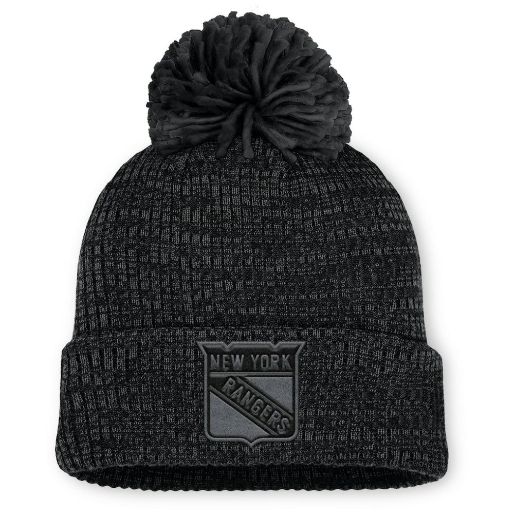 New York Rangers Fanatics Women's Authentic Pro Road Cuffed Knit Hat with Pom - Black - NHL 202499255
