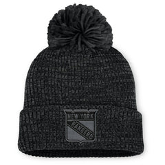 New York Rangers Fanatics Women's Authentic Pro Road Cuffed Knit Hat with Pom - Black - NHL 202499255
