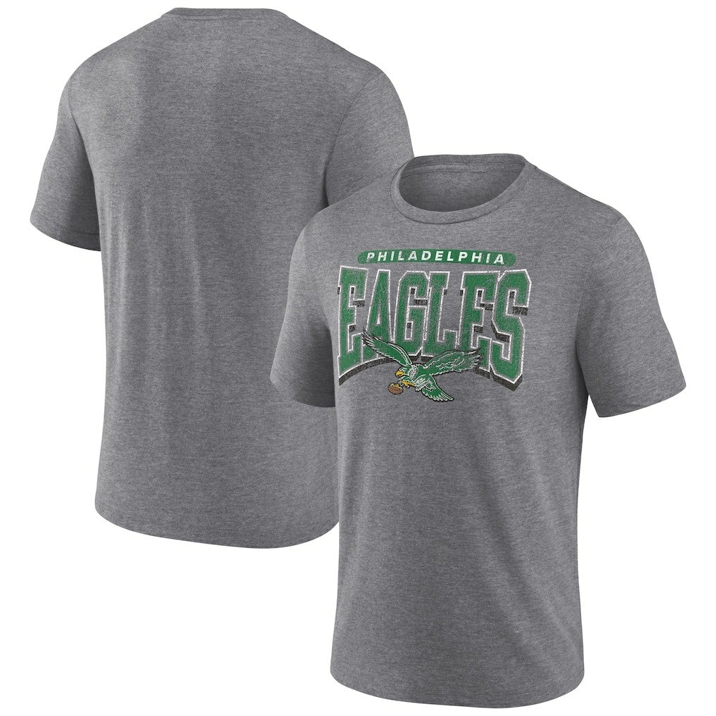 Philadelphia Eagles Warped Block Tri-Blend T-Shirt Heather Gray
