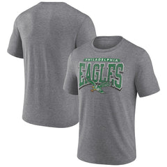 Philadelphia Eagles Warped Block Tri-Blend T-Shirt Heather Gray