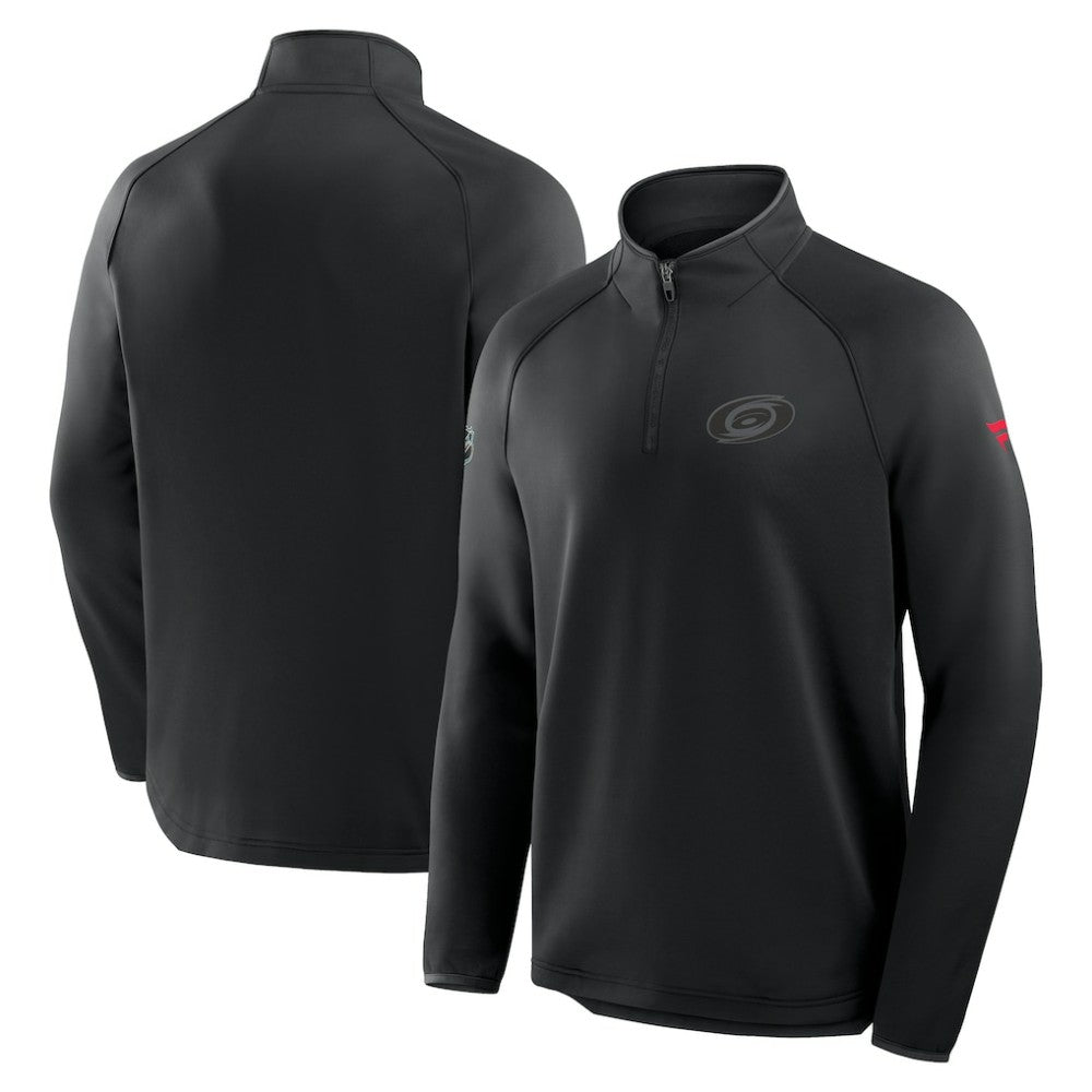 Carolina Hurricanes Fanatics Authentic Pro Tonal Rink Raglan Quarter-Zip Pullover - Black - NHL 202502645