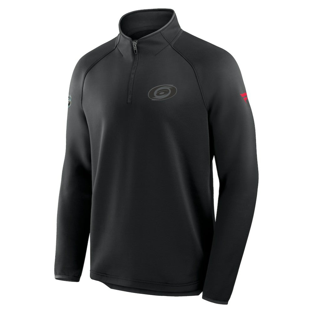 Carolina Hurricanes Fanatics Authentic Pro Tonal Rink Raglan Quarter-Zip Pullover - Black - NHL 202502645