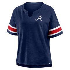 Atlanta Braves Fanatics Women's Curl Route T-Shirt - Navy - Fanatics Sale