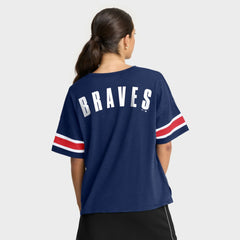 Atlanta Braves Fanatics Women's Curl Route T-Shirt - Navy - Fanatics Sale