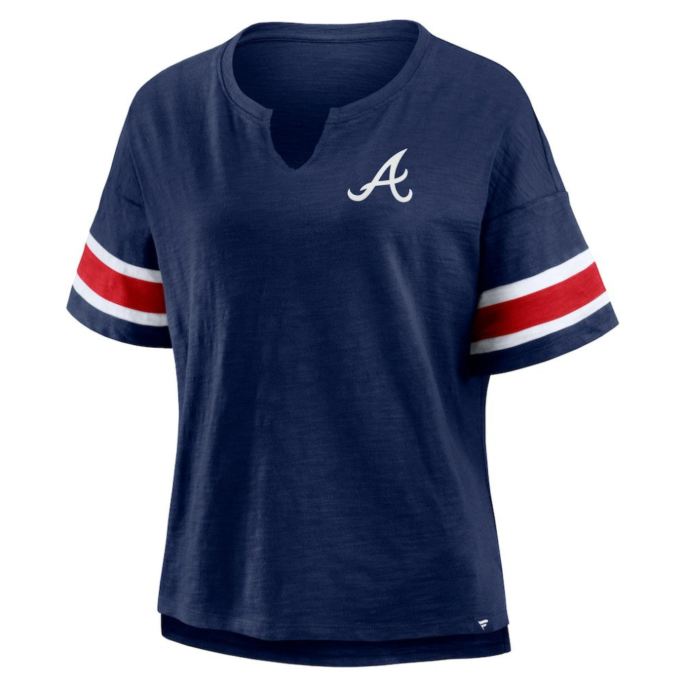 Atlanta Braves Fanatics Women's Curl Route T-Shirt - Navy - Fanatics Sale