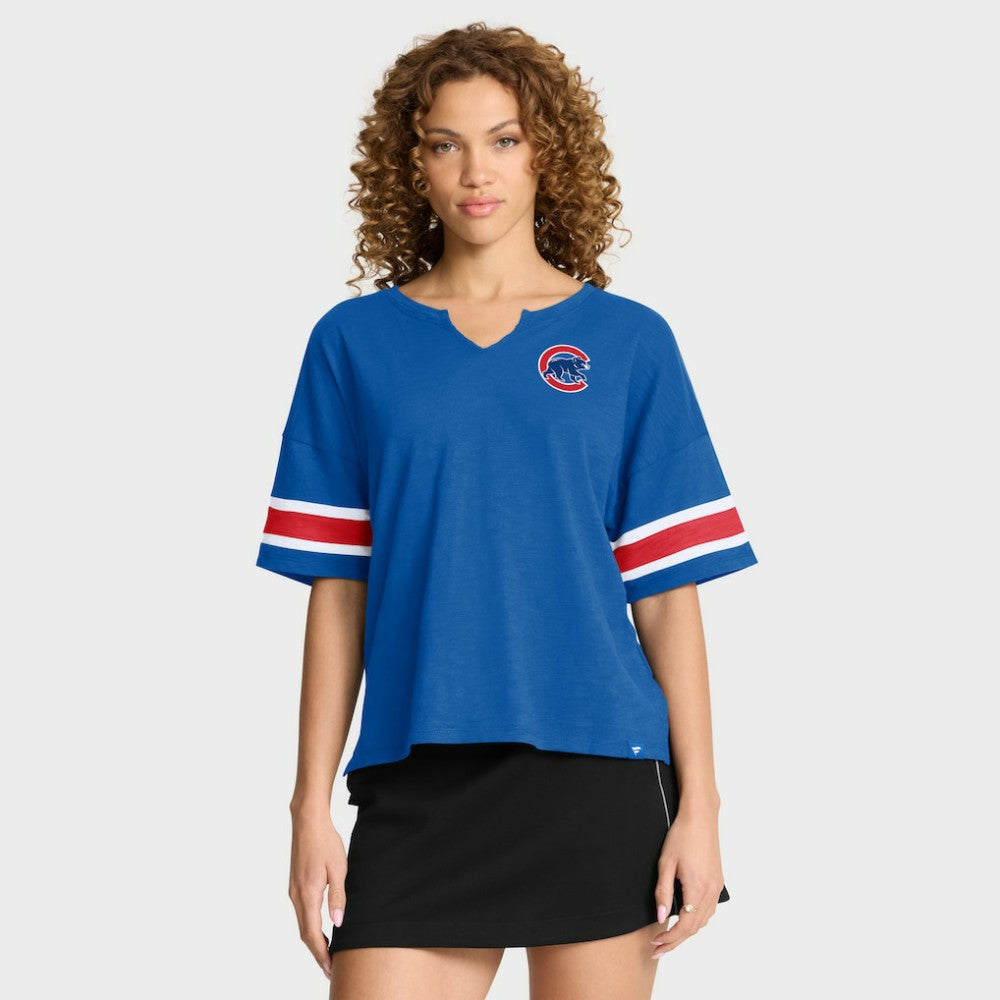 Chicago Cubs Fanatics Women's Curl Route T-Shirt - Royal - Fanatics on Sale