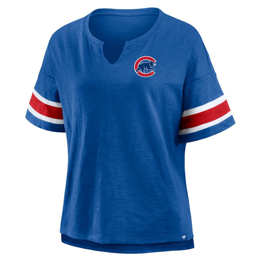 Chicago Cubs Fanatics Women's Curl Route T-Shirt - Royal - Fanatics on Sale