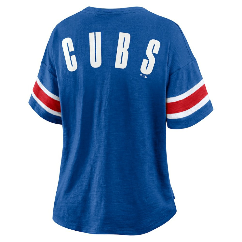 Chicago Cubs Fanatics Women's Curl Route T-Shirt - Royal - Fanatics on Sale