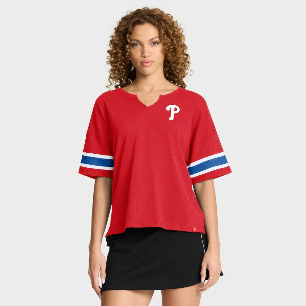 Philadelphia Phillies Fanatics Women's Curl Route T-Shirt - Red - Fanatics Sale