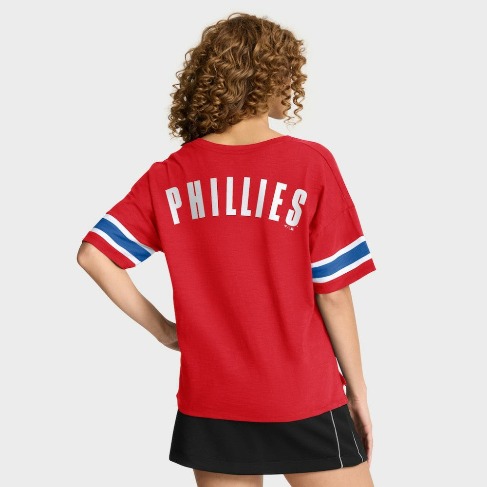 Philadelphia Phillies Fanatics Women's Curl Route T-Shirt - Red - Fanatics Sale