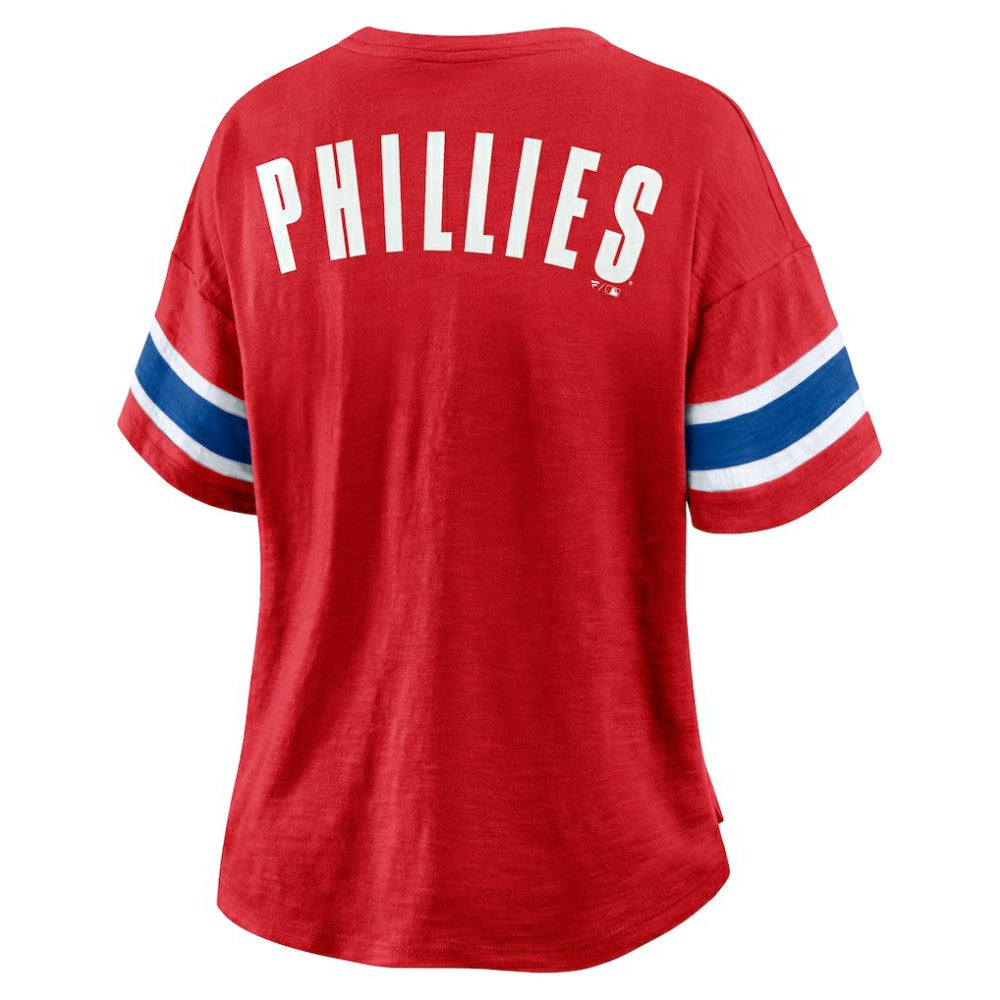 Philadelphia Phillies Fanatics Women's Curl Route T-Shirt - Red - Fanatics Sale
