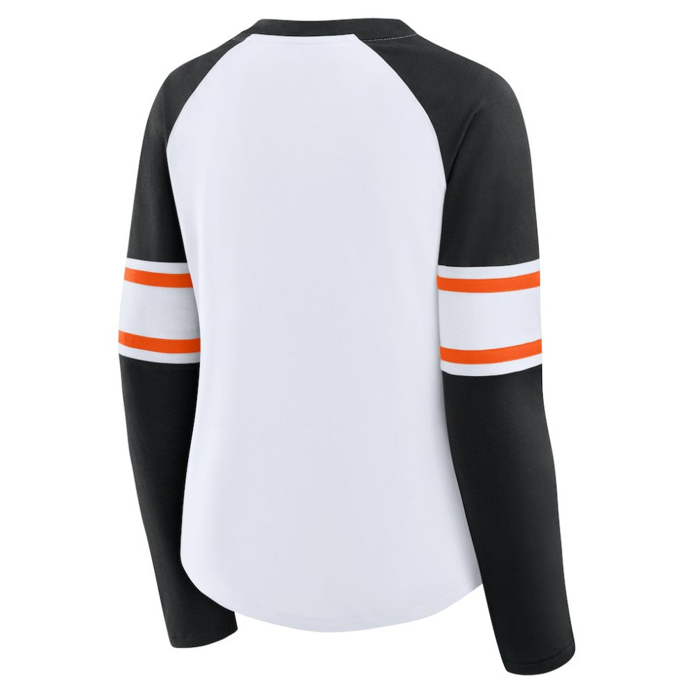 San Francisco Giants Fanatics Women's Blitz Package Raglan Lace-Up V-Neck Long Sleeve T-Shirt - White/Black - Fanatics Online