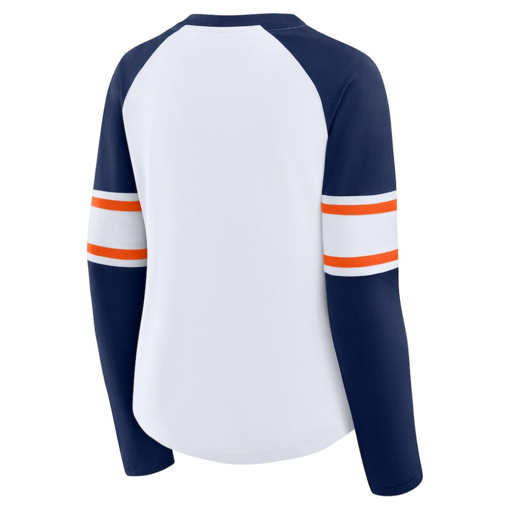 Houston Astros Fanatics Women's Blitz Package Raglan Lace-Up V-Neck Long Sleeve T-Shirt - White/Navy - Fanatics Discount