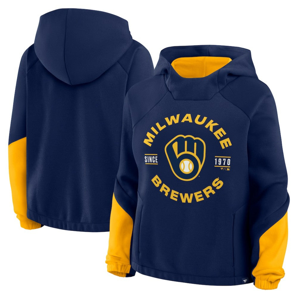 Milwaukee Brewers Fanatics Women's Oversized Time to Win Pullover Hoodie - Navy - Fanatics Online