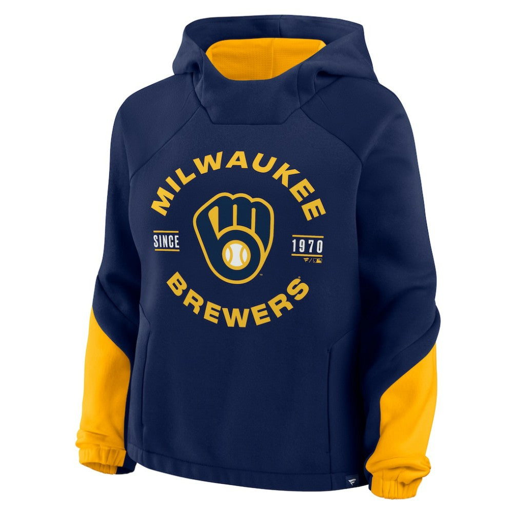 Milwaukee Brewers Fanatics Women's Oversized Time to Win Pullover Hoodie - Navy - Fanatics Online