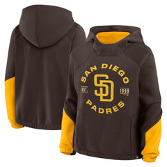 San Diego Padres Fanatics Women's Oversized Time to Win Pullover Hoodie - Brown - Fanatics on Sale
