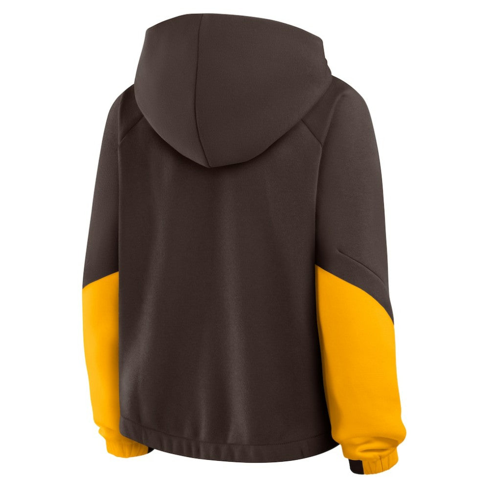 San Diego Padres Fanatics Women's Oversized Time to Win Pullover Hoodie - Brown - Fanatics on Sale