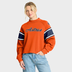 Houston Astros Fanatics Women's Oversized Toss Sweep Raglan Pullover Sweatshirt - Orange - Fanatics Sale
