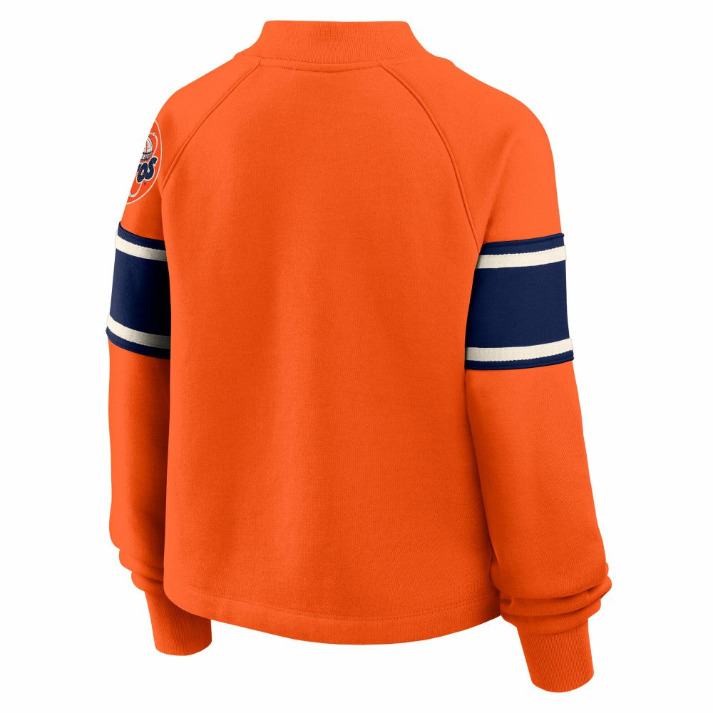 Houston Astros Fanatics Women's Oversized Toss Sweep Raglan Pullover Sweatshirt - Orange - Fanatics Sale