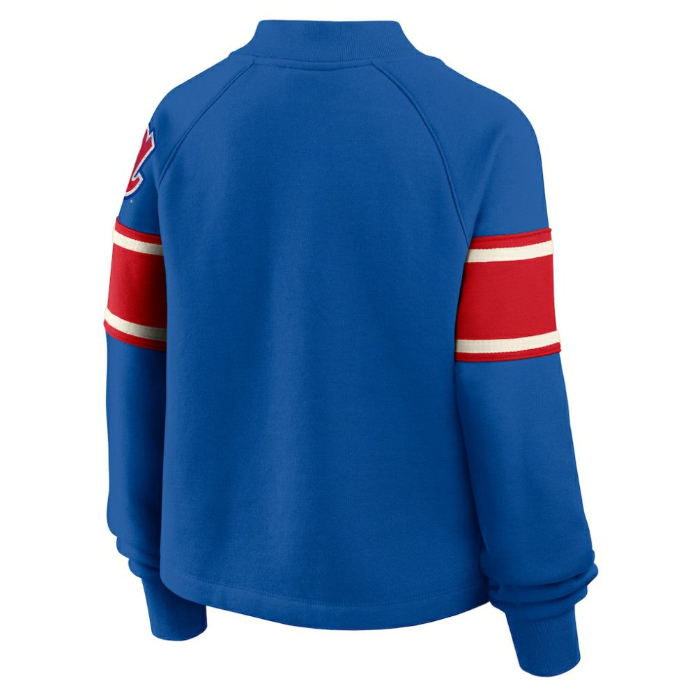 Atlanta Braves Fanatics Women's Oversized Toss Sweep Raglan Pullover Sweatshirt - Royal - Fanatics Sale