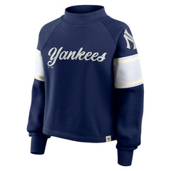New York Yankees Fanatics Women's Oversized Toss Sweep Raglan Pullover Sweatshirt - Navy - Fanatics Lifestyle