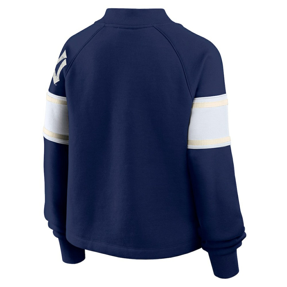 New York Yankees Fanatics Women's Oversized Toss Sweep Raglan Pullover Sweatshirt - Navy - Fanatics Lifestyle