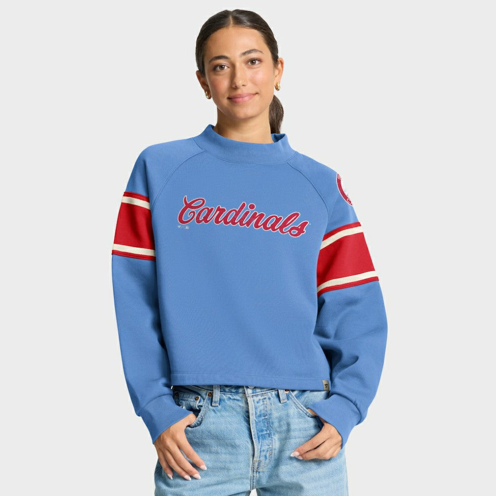 St. Louis Cardinals Fanatics Women's Oversized Toss Sweep Raglan Pullover Sweatshirt - Light Blue - Fanatics on Sale
