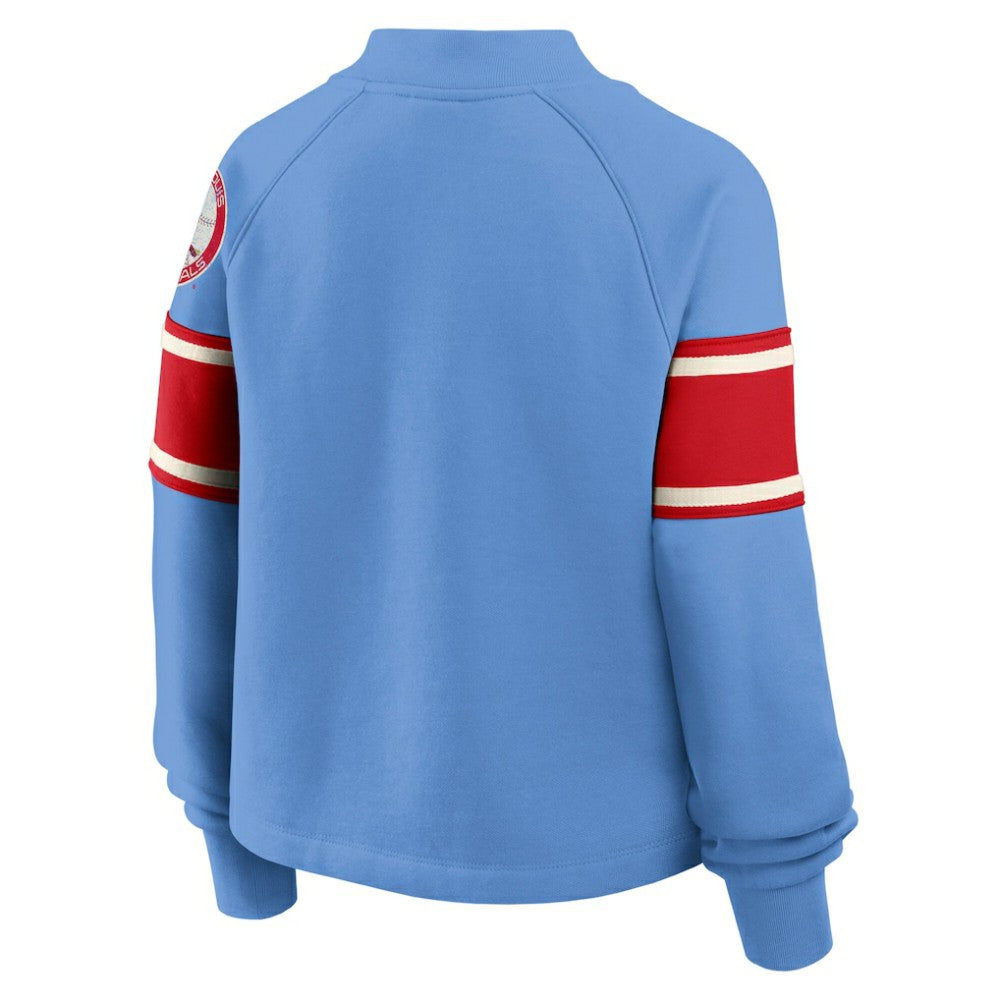 St. Louis Cardinals Fanatics Women's Oversized Toss Sweep Raglan Pullover Sweatshirt - Light Blue - Fanatics on Sale