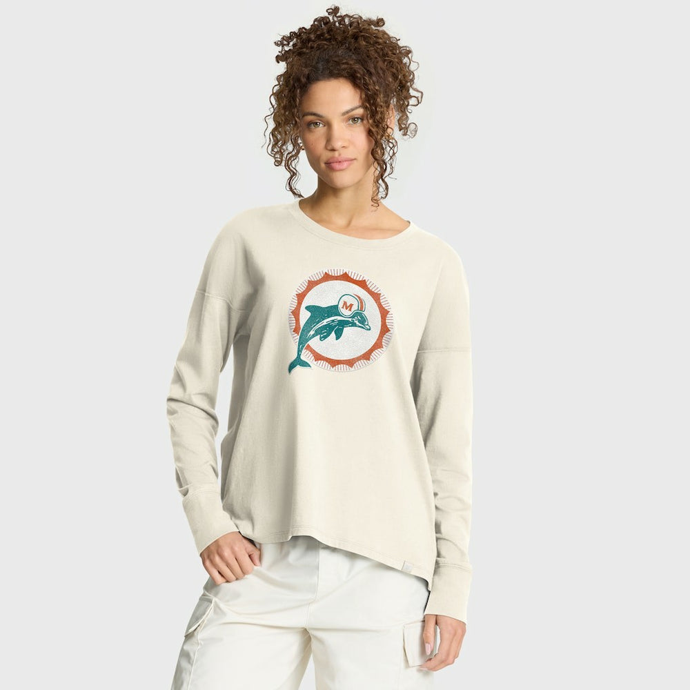 Fanatics Miami Dolphins Women's Dove Legacy Long Sleeve T-Shirt Cream