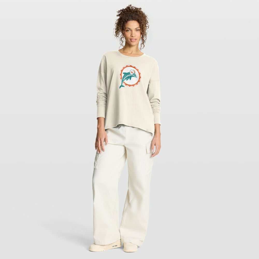 Fanatics Miami Dolphins Women's Dove Legacy Long Sleeve T-Shirt Cream