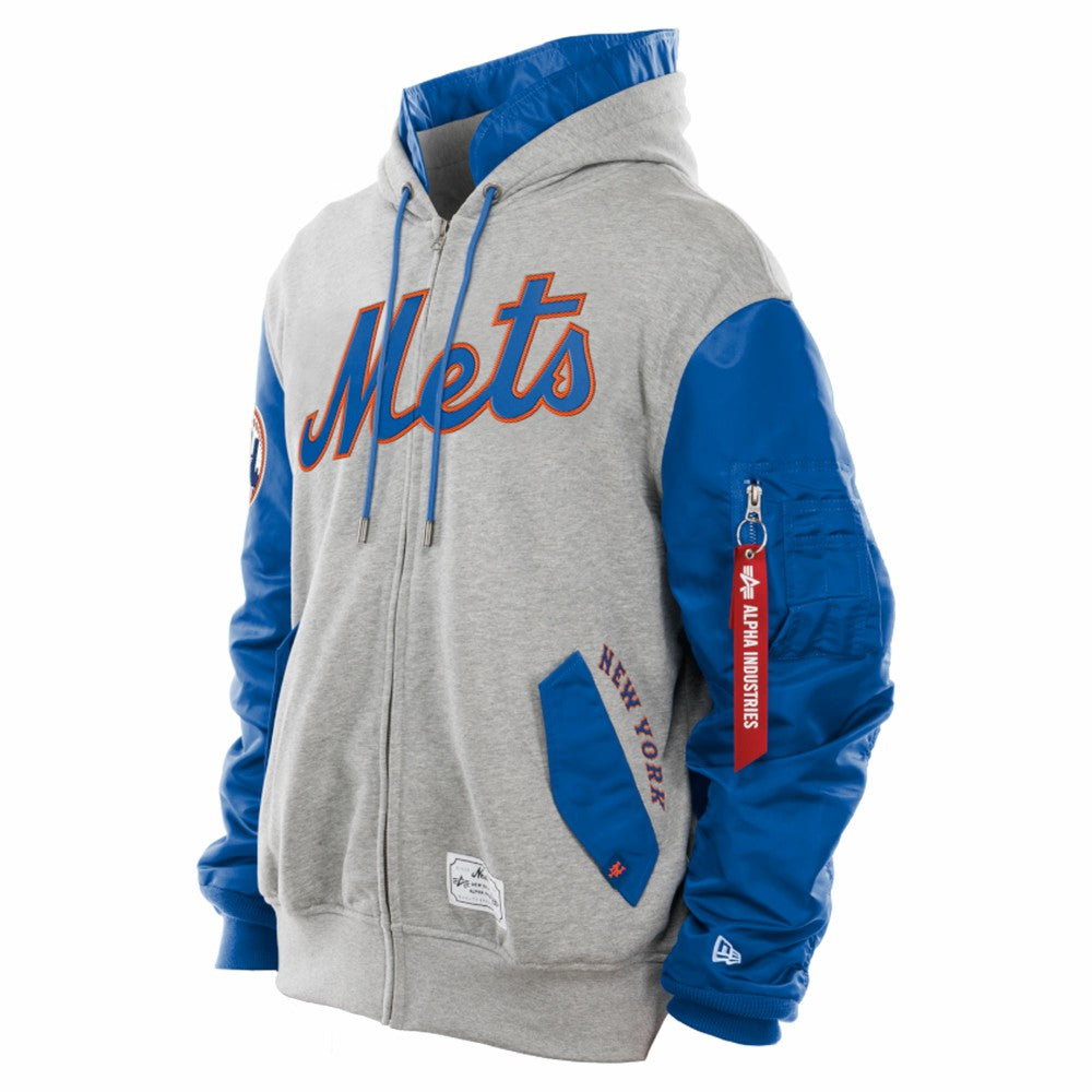 New York Mets New Era x Alpha Industries MA-1 Full-Zip Hoodie Jacket - Royal/Grey - New Era Online