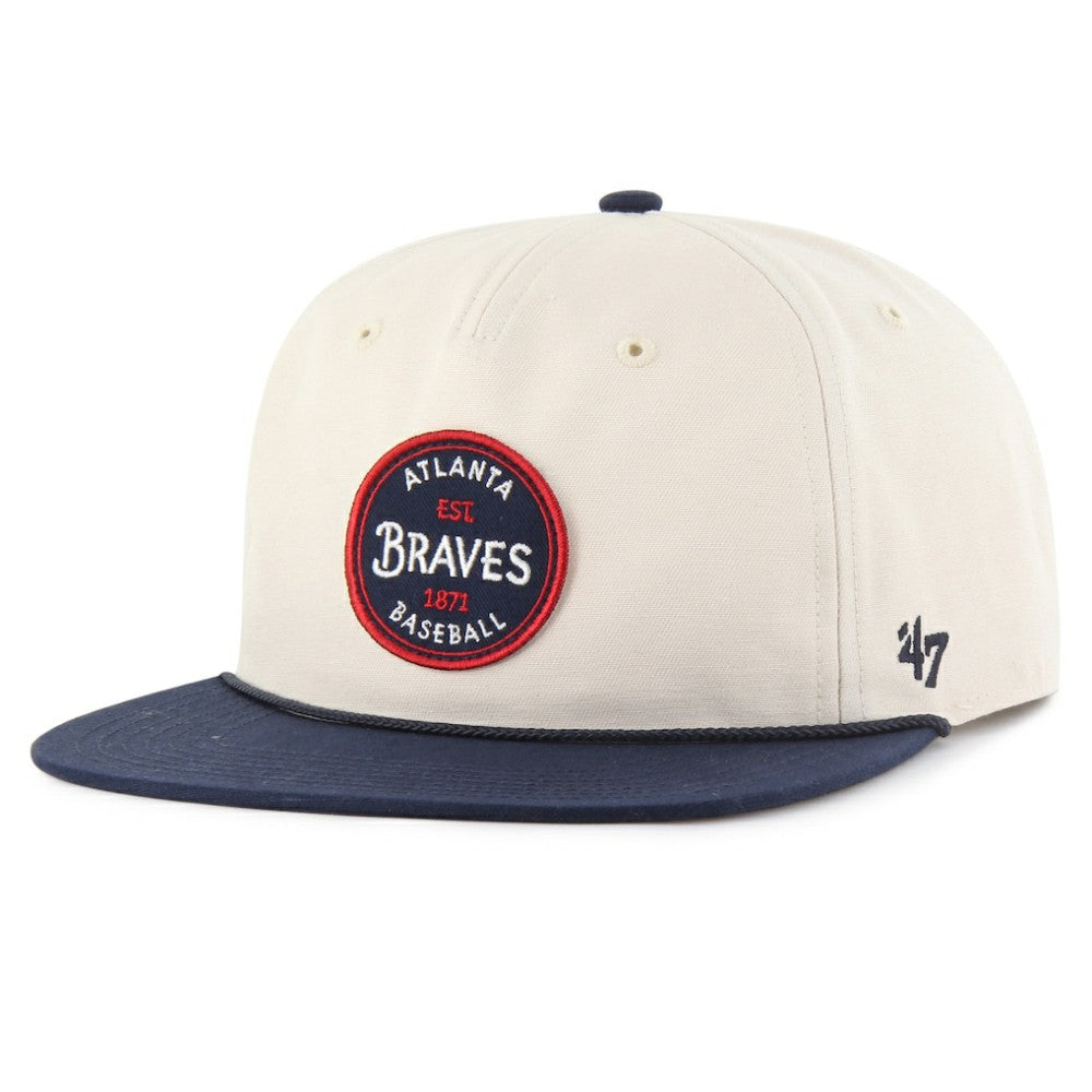 Atlanta Braves '47 Payson Captain Adjustable Hat - Natural - 47 brand on Sale