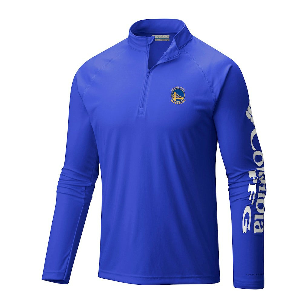 Golden State Warriors Terminal Tackle Raglan Omni-Shade Quarter-Zip Jacket for sale Royal | Columbia online