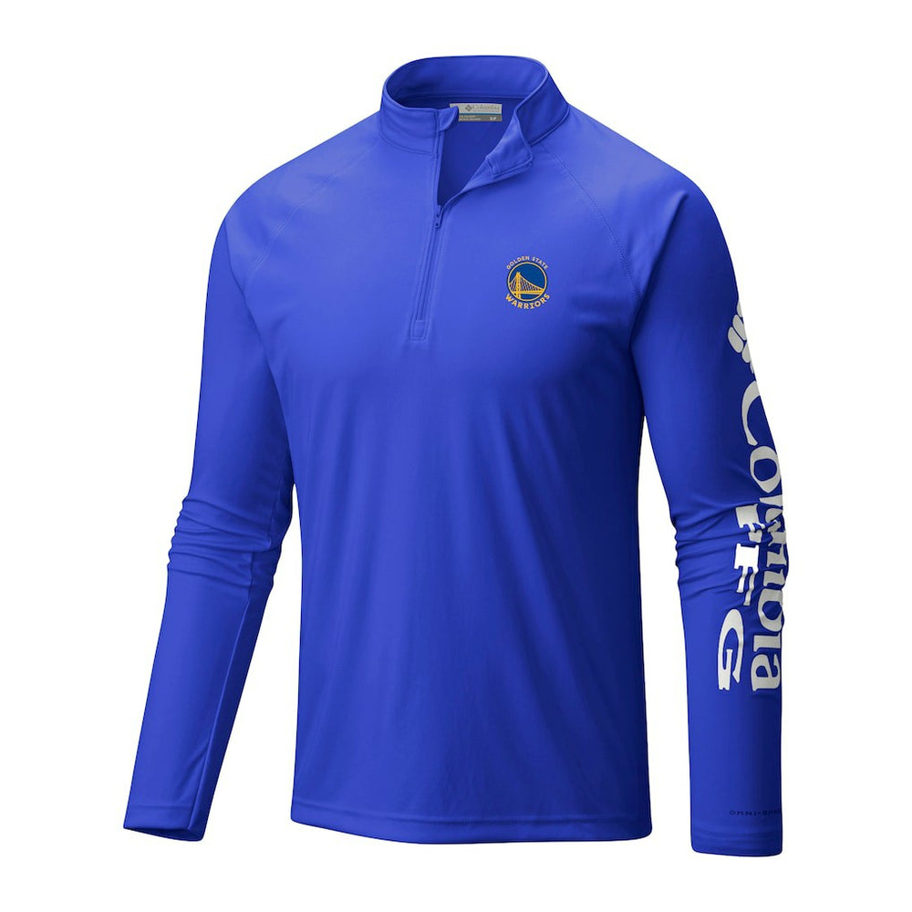 Golden State Warriors Terminal Tackle Raglan Omni-Shade Quarter-Zip Jacket for sale Royal | Columbia online