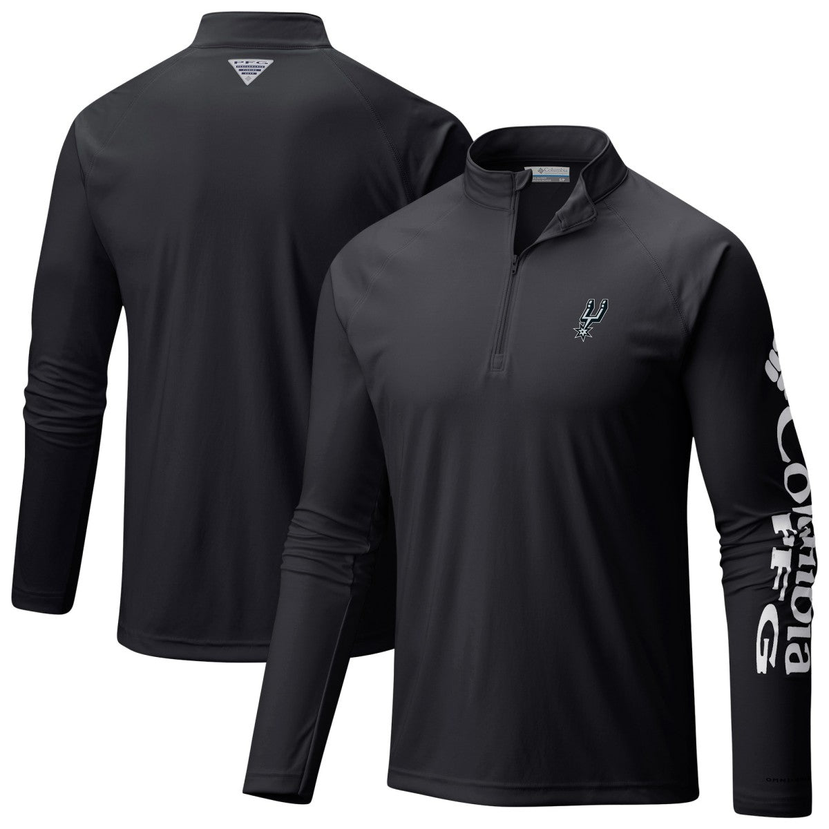 San Antonio Spurs Terminal Tackle Raglan Omni-Shade Quarter-Zip Jacket Black | Columbia for sale