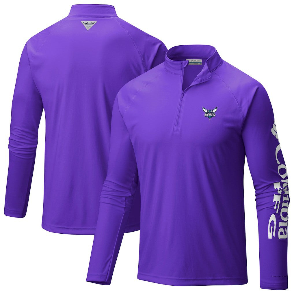 Charlotte Hornets Terminal Tackle Raglan Omni-Shade Quarter-Zip Jacket Purple | Columbia for sale