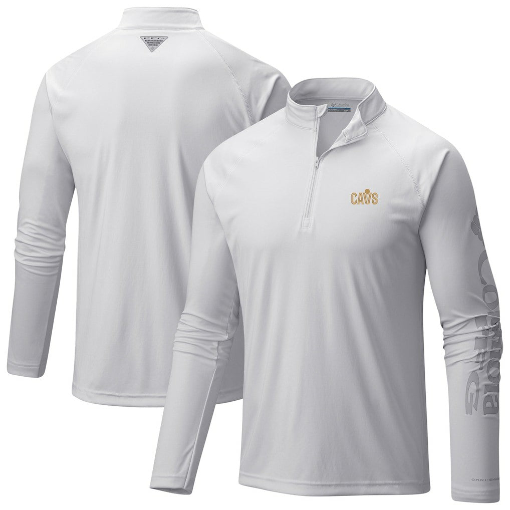 Cleveland Cavaliers Terminal Tackle Raglan Omni-Shade Quarter-Zip Jacket for sale White | Columbia online