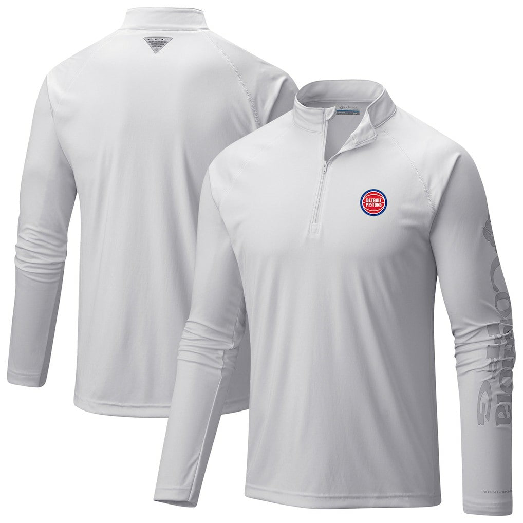 Detroit Pistons Terminal Tackle Raglan Omni-Shade Quarter-Zip Jacket for sale White | Columbia