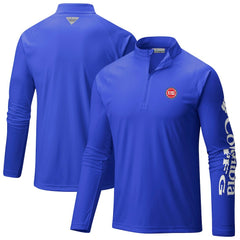 Detroit Pistons Terminal Tackle Raglan Omni-Shade Quarter-Zip Jacket for sale Blue | Columbia for sale