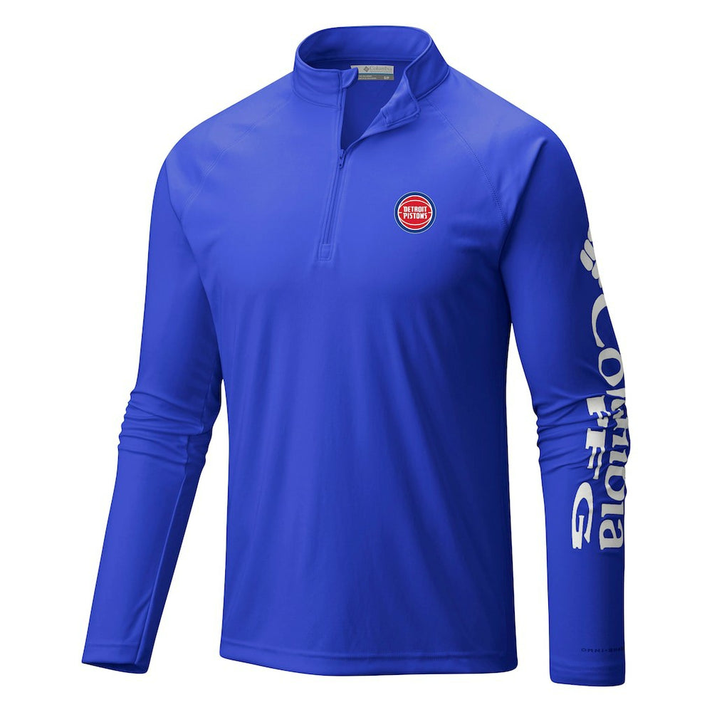Detroit Pistons Terminal Tackle Raglan Omni-Shade Quarter-Zip Jacket for sale Blue | Columbia for sale