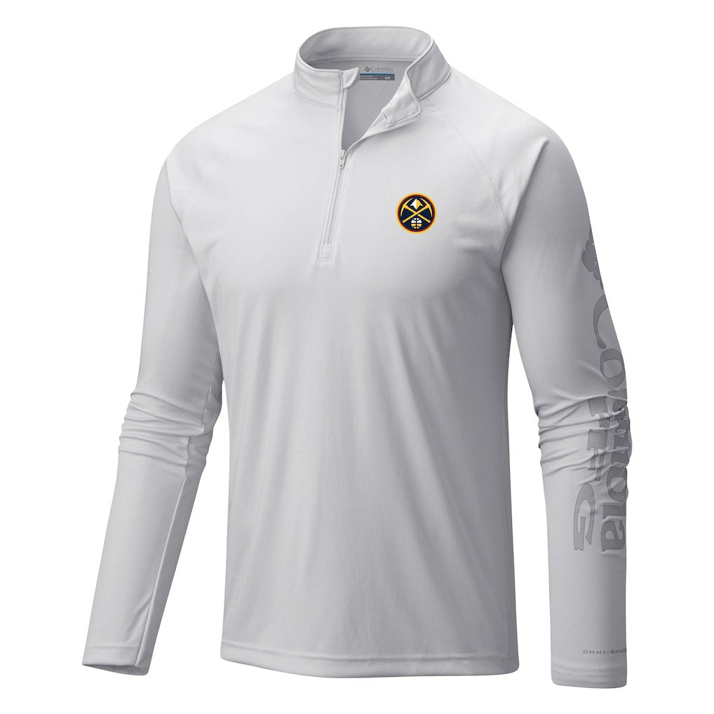 Denver Nuggets Terminal Tackle Raglan Omni-Shade Quarter-Zip Jacket for sale White | Columbia for sale