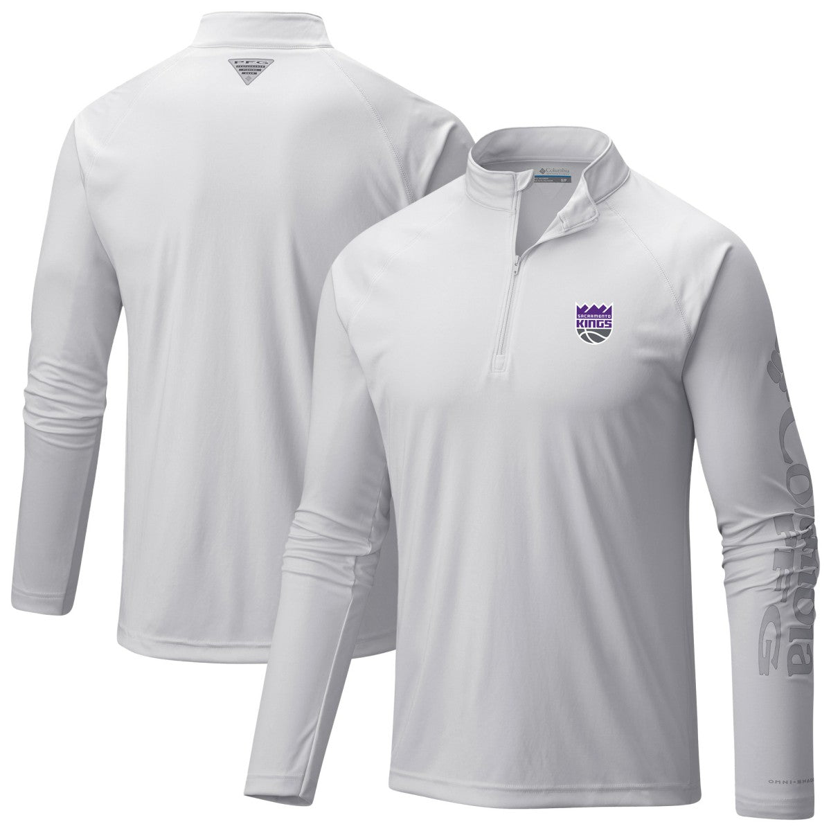 Sacramento Kings Terminal Tackle Raglan Omni-Shade Quarter-Zip Jacket White | Columbia US
