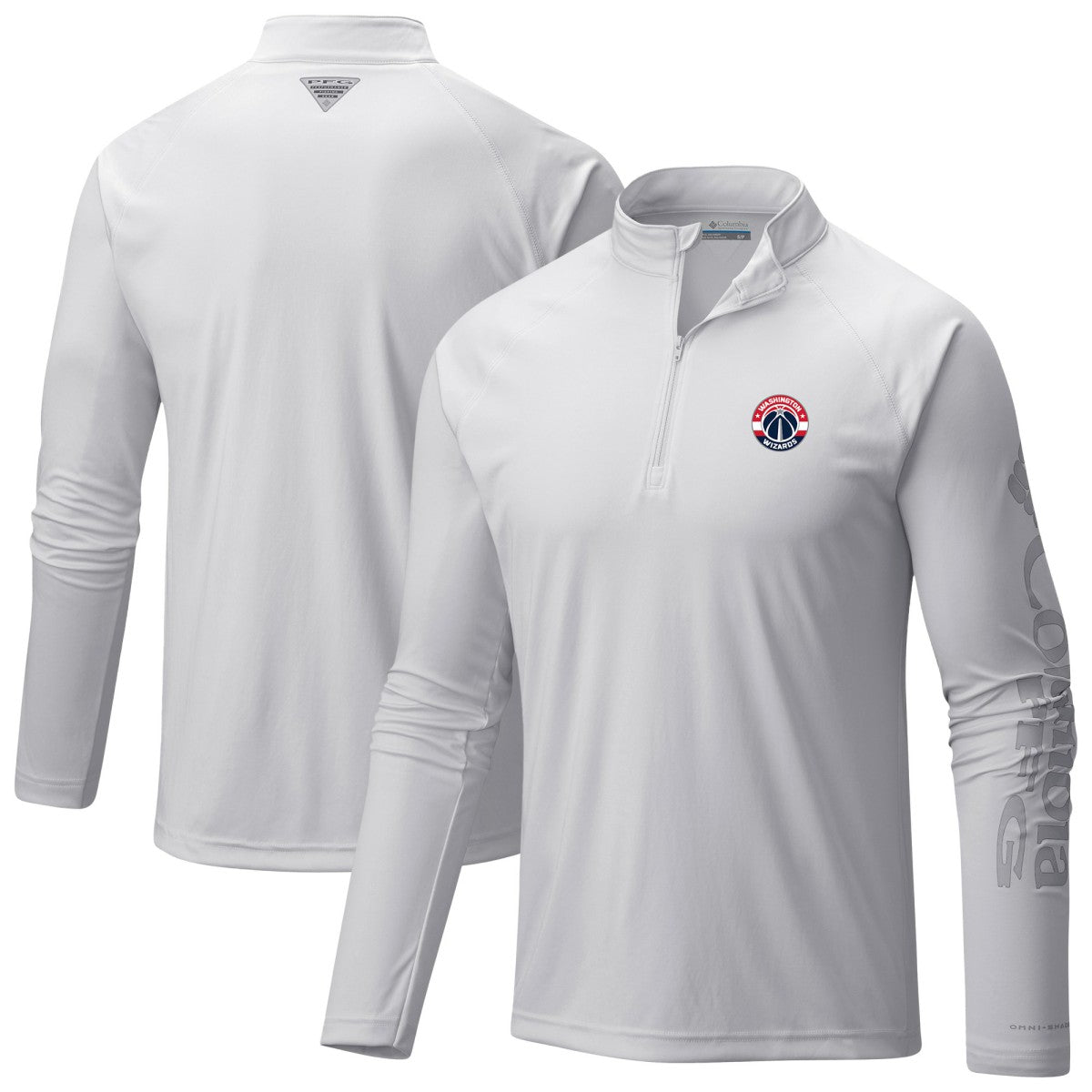 Washington Wizards Terminal Tackle Raglan Omni-Shade Quarter-Zip Jacket White | Columbia online