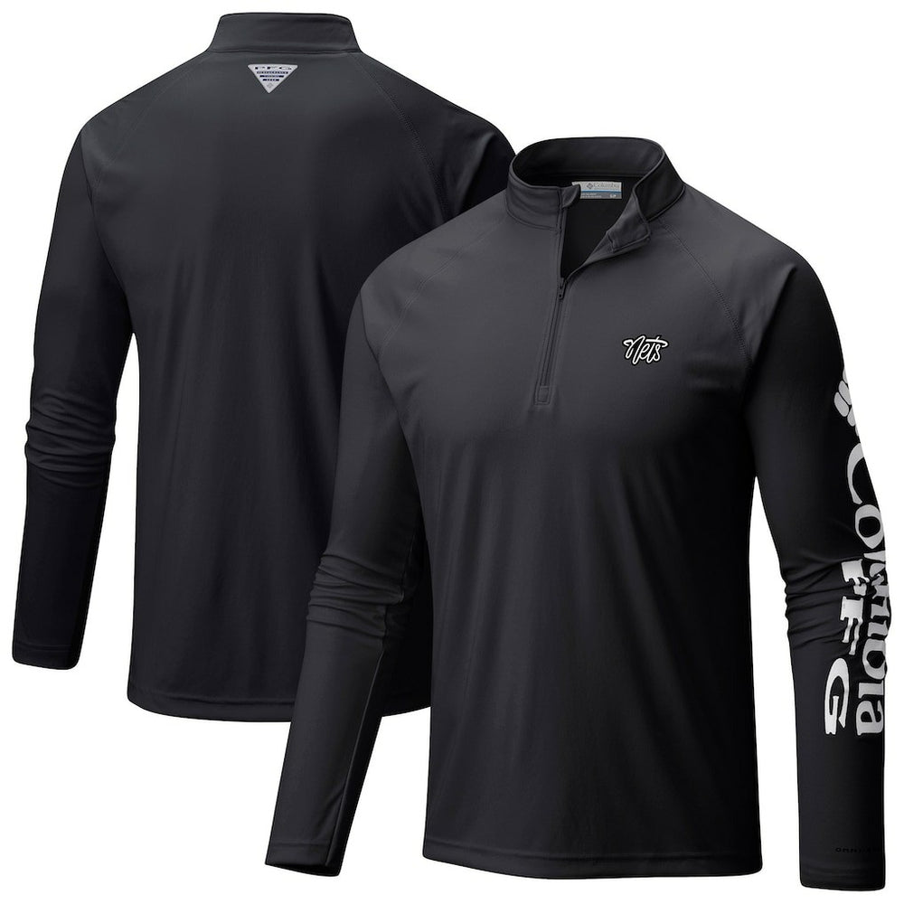 Brooklyn Nets Terminal Tackle Raglan Omni-Shade Quarter-Zip Jacket Black | Columbia Lifestyle