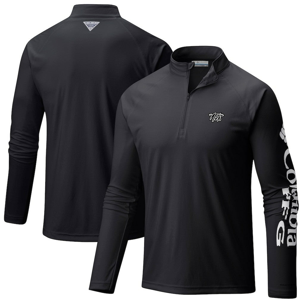 Brooklyn Nets Terminal Tackle Raglan Omni-Shade Quarter-Zip Jacket Black | Columbia Lifestyle
